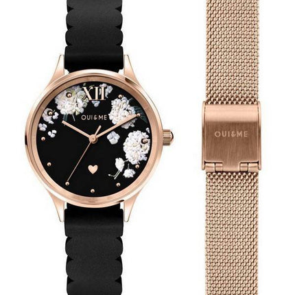 Oui & Me Bichette Black Matt Dial Leather Strap Quartz ME010241 Women's Watch