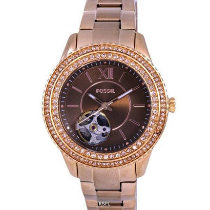 Fossil Stella Crystal Accents Open Heart Brown Dial Automatic ME3211 Womens Watch