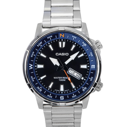 Casio Standard Analog Stainless Steel Black Dial Quartz MTD-130D-1A2V 100M Men's Watch