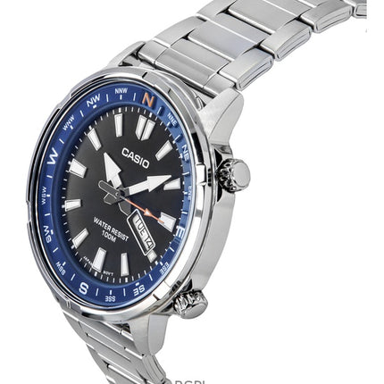 Casio Standard Analog Stainless Steel Black Dial Quartz MTD-130D-1A2V 100M Men's Watch