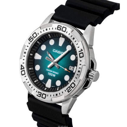 Casio Standard Analog Resin Strap Green Dial Quartz MTD-140-3AV 100M Men's Watch