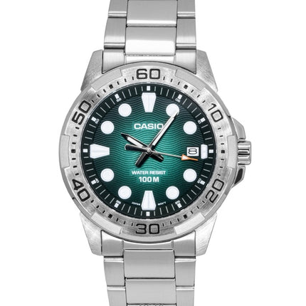 Casio Standard Analog Stainless Steel Green Dial Quartz MTD-140D-3AV 100M Men's Watch