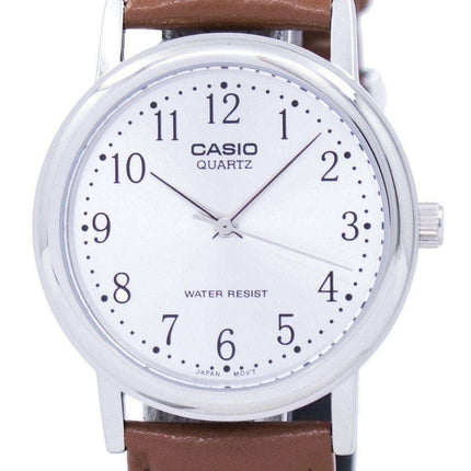 Casio Quartz Silver Dial Brown Leather MTP-1095E-7BDF MTP1095E-7BDF Men's Watch