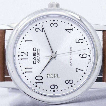 Casio Quartz Silver Dial Brown Leather MTP-1095E-7BDF MTP1095E-7BDF Men's Watch
