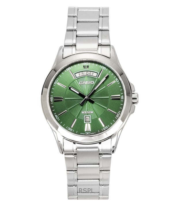 Casio Standard Analog Stainless Steel Green Dial Quartz MTP-1381D-3AV Men's Watch