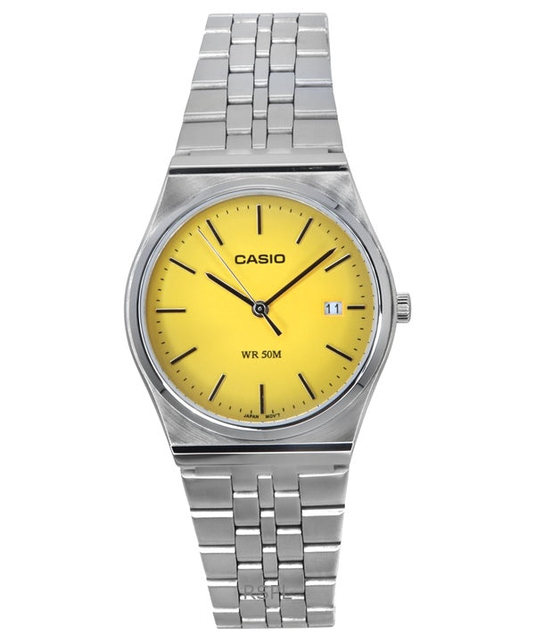Casio Standard Analog Stainless Steel Yellow Dial Quartz MTP-B145D-9AV Unisex Watch