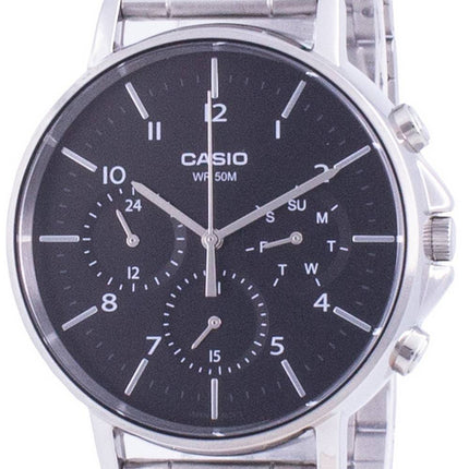 Casio Multi Hands Black Dial Stainless Steel Quartz MTP-E321D-1A MTPE321D-1 Mens Watch
