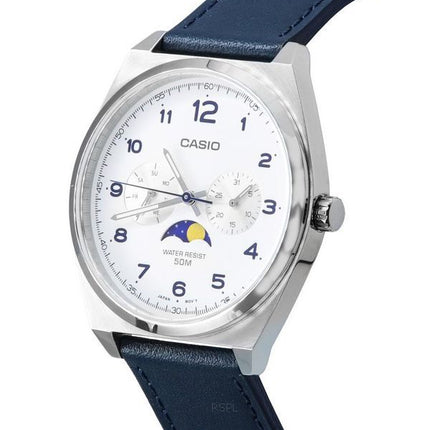 Refurbished Casio Standard Analog Moon Phase White Dial Leather Strap Quartz MTP-M300L-7A MTPM300L-7 Men's Watch