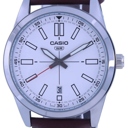 Casio Analog White Dial Leather Strap Quartz MTP-VD02L-7E MTPVD02L-7 Men's Watch