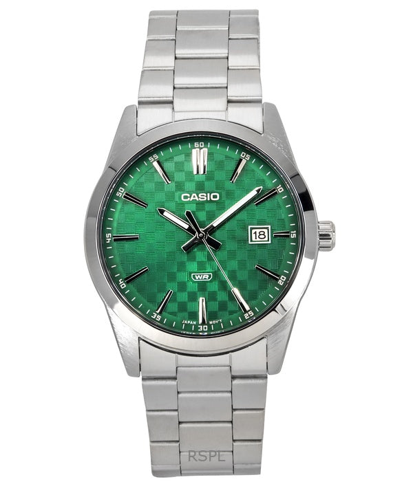 Casio Standard Analog Stainless Steel Green Dial Quartz MTP-VD03D-3A1 Men's Watch