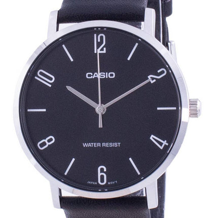 Casio Black Dial Leather Strap Quartz MTP-VT01L-1B2 MTPVT01L-1B2 Men's Watch