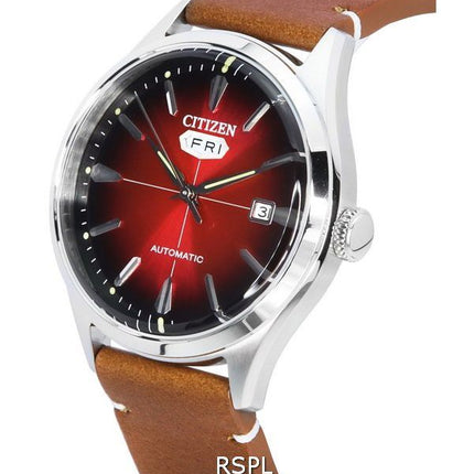 Citizen Mechanical Calf Leather Strap Red Dial Automatic NH8390-11X Men's Watch