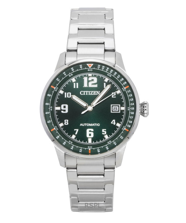 Citizen Urban Military Stainless Steel Green Dial Automatic NJ0190-51X 100M Men's Watch