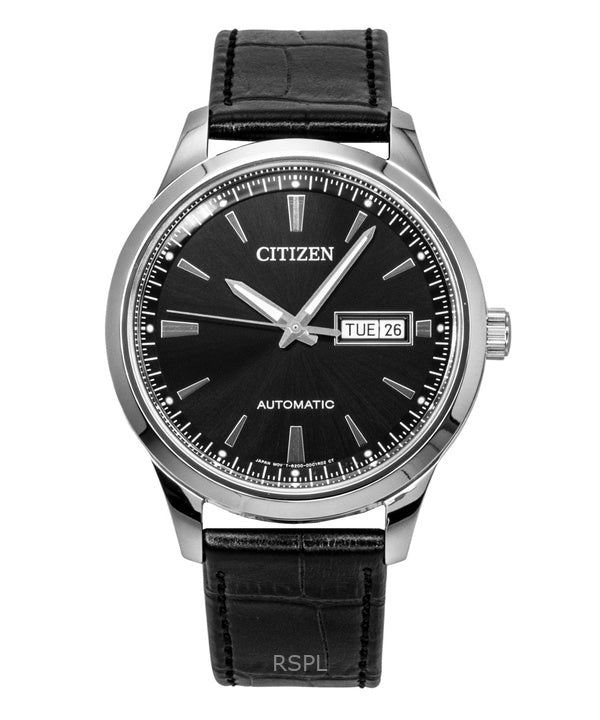 Citizen Leather Strap Black Dial Automatic NY4058-01E Men's Watch