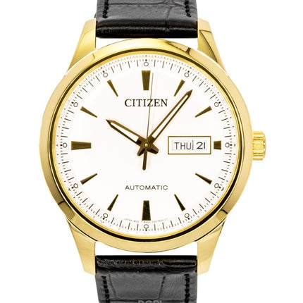 Citizen Leather Strap White Dial Automatic NY4059-09A Men's Watch
