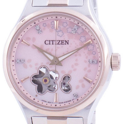 Citizen Automatic Sakura Special Edition Open Heart PC1016-81D Diamond Accents 100M Women's Watch