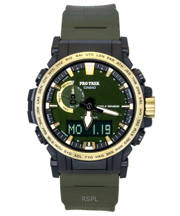Casio Pro Trek Analog Digital 30th Anniversary Bio-Based Resin Strap Green Dial Solar PRW-61ANS-3 100M Men's Watch
