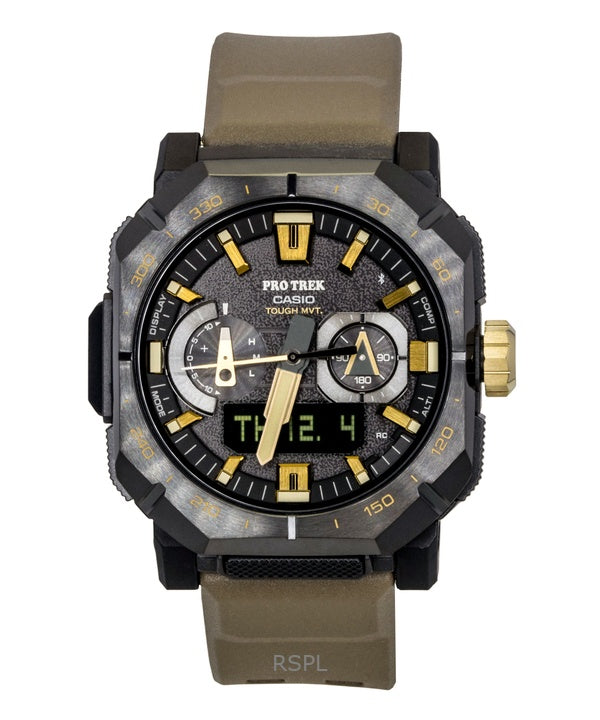 Casio Pro Trek Analog Digital Smartphone Link Brown Rubber Strap Black Dial Solar PRW-B1000-5 100M Men's Watch