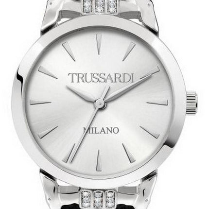 Trussardi T-Original Silver Dial Leather Strap Quartz R2451142501 Women's Watch