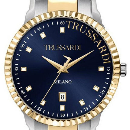 Trussardi T-Bent Blue Dial Two Tone Stainless Steel Quartz R2453141001 Men's Watch