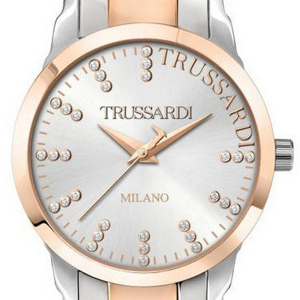 Trussardi T-Bent Crystal Accents Two Tone Stainless Steel Quartz R2453141501 Women's Watch