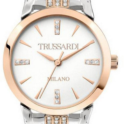 Trussardi T-Original Crystal Accents White Dial Quartz R2453142504 Women's Watch