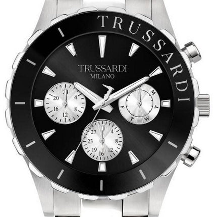 Trussardi T-Logo Black Dial Stainless Steel Quartz R2453143004 100M Men's Watch
