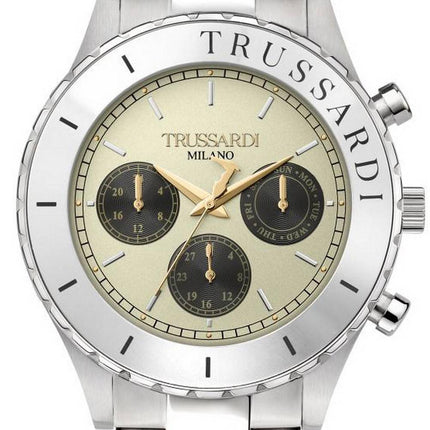 Trussardi T-Logo Beige Dial Stainless Steel Quartz R2453143005 Men's Watch
