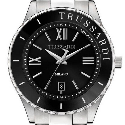 Trussardi T-Logo Black Dial Stainless Steel Quartz R2453143010 Men's Watch