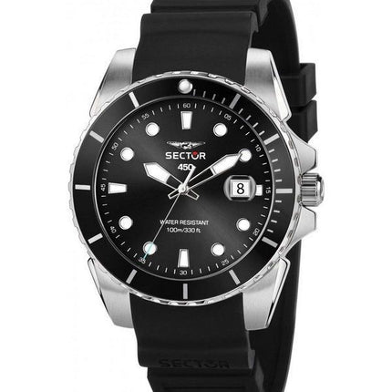 Sector 450 Silicone Strap Black Dial Quartz R3251276002 100M Mens Watch