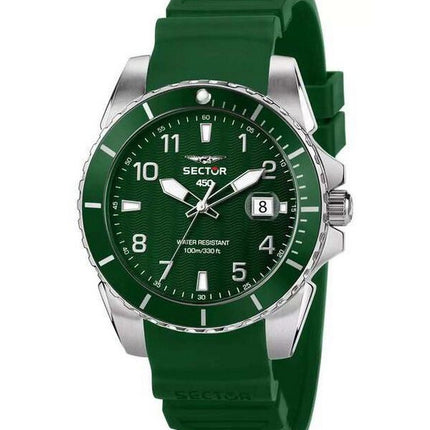 Sector 450 Silicone Strap Green Dial Quartz R3251276004 100M Mens Watch