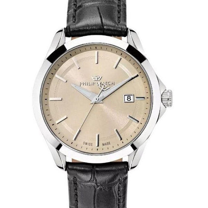 Philip Watch Blaze Leather Strap Beige Dial Quartz R8251165008 100M Mens Watch