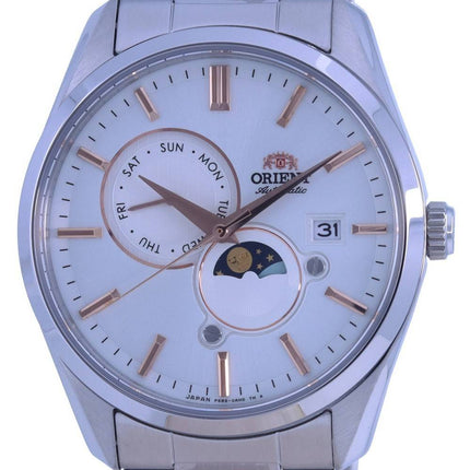 Orient Sun  Moon White Dial Stainless Steel Automatic RA-AK0306S00C Mens Watch