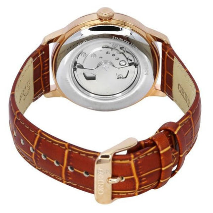 Orient Bambino Version 9 Classic Sun And Moon Phase Leather Strap White Dial Automatic RA-AK0801S00C Men's Watch