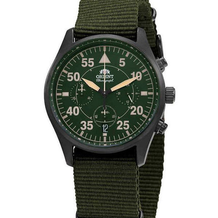 Orient Sports Flight Style Chronograph Green Dial Quartz RA-KV0501E10B Men's Watch