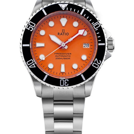 Refurbished Ratio FreeDiver Sapphire Stainless Steel Orange Dial Automatic RTF045 200M Men's Watch