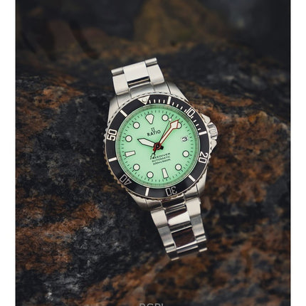 Ratio FreeDiver Sapphire Stainless Steel Green Dial Automatic RTF049 200M Mens Watch
