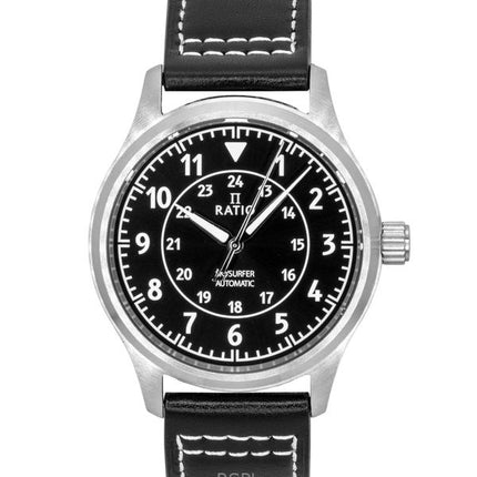 Ratio Skysurfer Pilot Black Sunray Dial Leather Automatic RTS314 200M Mens Watch