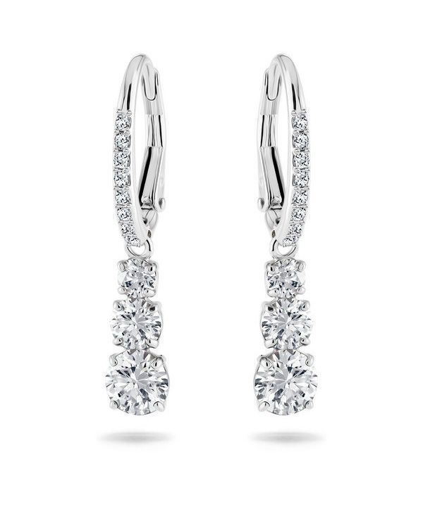 Swarovski Stilla Attract Rhodium Plated And Zirconia Hoop Earrings 5416155 For Women