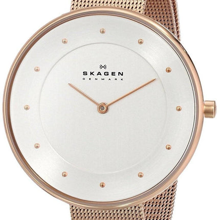 Skagen Silver Dial Rose Gold-Tone Mesh Bracelet SKW2142 Womens Watch