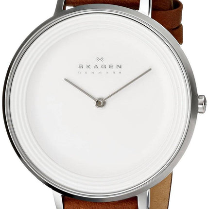 Skagen Ditte Silver Dial Brown Leather SKW2214 Womens Watch