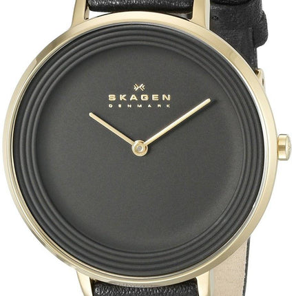 Skagen Ditte Black Dial Black Leather SKW2286 Women's Watch