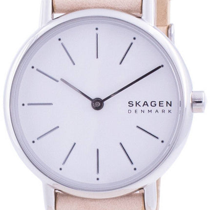 Skagen Signatur White Dial Pink Leather Strap Quartz SKW2839 Women's Watch