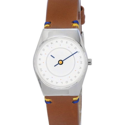 Skagen Grenen Lille Solar Hola Light Brown Leather Strap White Dial SKW3086 Women's Watch