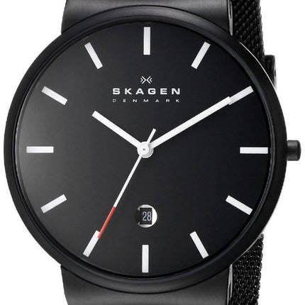 Skagen Ancher Black Dial Black PVD Mesh Bracelet SKW6053 Mens Watch