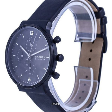 Skagen Ancher Chronograph Leather Black Dial Quartz SKW6766 Mens Watch