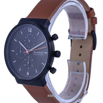 Skagen Ancher Chronograph Leather Black Dial Quartz SKW6767 Mens Watch