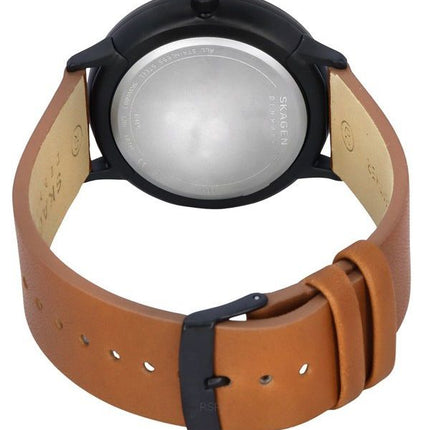 Skagen Riis Medium Brown Leather Strap White Dial Quartz SKW6883 Mens Watch