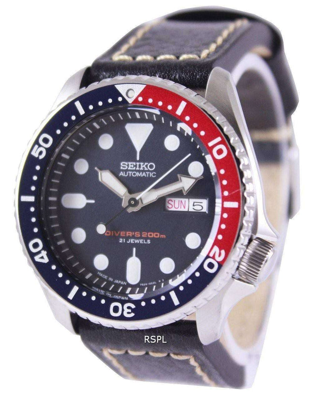 Seiko Automatic Diver's Ratio Black Leather SKX009J1-LS2 200M Men's Watch