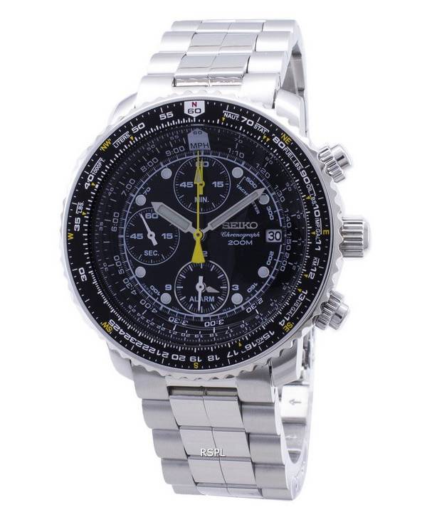 Refurbished Seiko Flightmaster SNA411 SNA411P1 SNA411P Pilot's Flight Alarm Chronograph Men's Watch